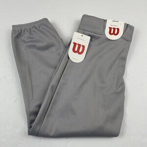 Wilson Baseball Pants Youth M Elastic Hem Polyester Gray